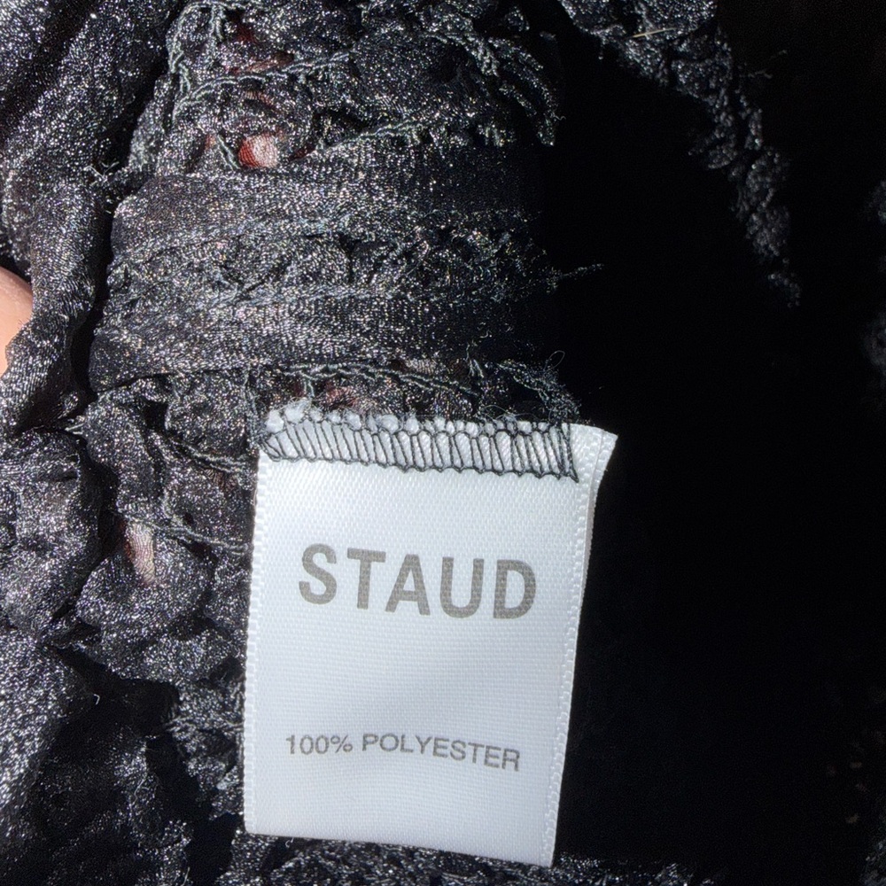 STAUD Black Sheer Puff Sleeve Blouse - Picture 6 of 6